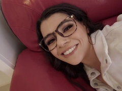 Mignonne, Lunettes, Léchez, Pov, Chatte, Adolescente
