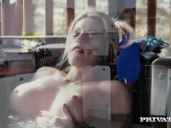 Sexual Pleasure for wet British MILF and cumshot in hot jacuzzi bathtub