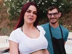 Redhead minx takes a good hard fucking from her mom's boyfriend