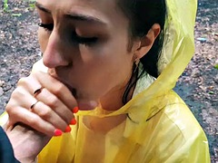 Amateur, Big cock, Blowjob, Brunette, Handjob, Outdoor, Public, Teen