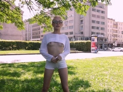 ブロンド, 小柄, 公共, オッパイの