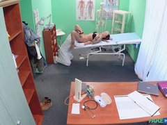 Arzt, Fingern, Handjob, Lecken, Krankenschwester, Büro, Muschi, Uniform