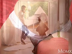 デカパイ, フェラチオ, イギリス人, 茶髪の, エロ熟女, チン, 義母, フェラする