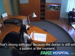 Anna Rose, the sexy nurse, seduces her patient with stockings and a blowjob clinic