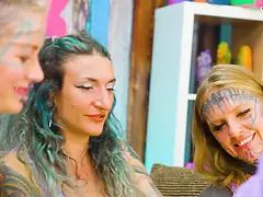 Lesbian Orgy - ANAL and Squirt - Tattooed Girls fuck each other holes and lick tehre cunts - ATM, Gapes, Squirting