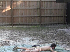 Outdoor cruelty with a horny-ass little bitch