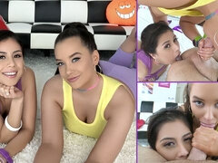 Blasen, Spermaladung, Schwanz, Fett, Frau frau mann, Handjob, Latina, Flotter dreier