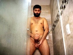 Badkamer, Grote lul, Daddy, Homo, Masturbatie, Douche, Alleen