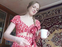cheap russian whore in ugly dirty village house