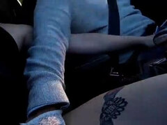 Uber Driver Fingers Tight Pussy in Car - HottieCamie & AngelFenix