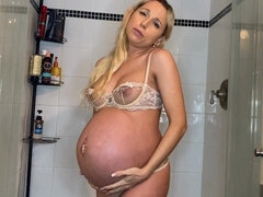 Blondine, Spermaladung, Schmuddelige sprache, Frau, Fetisch, Milf, Pov, Schwanger