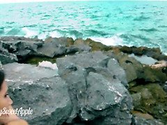 Strand, Grosser schwanz, Hundestellung, Aufs gesicht abspritzen, Hd, Pov, Öffentlich, Ablutschen