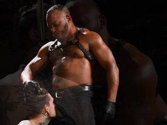 Dominant black man is teasing a tattooed Latino perv