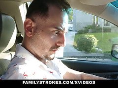 Kinky Teen (Ellie Eilish) Swallows StepDad For A New Car