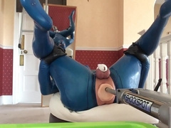 pvcsissy in chastity anal fucking machine 7