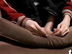 Hottie Benz uses his toes to pleasure his hard pole