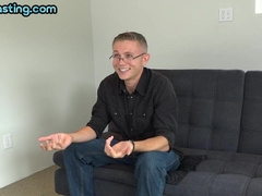 Stellar solo fellow jacks jizz-shotgun on audition for his 1st pornography