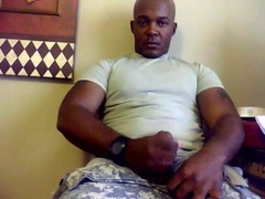 Beefy Black Soldier Jerks Off & Cums 4