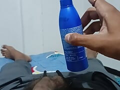 Massaging my big dick with coconut oil for better growth