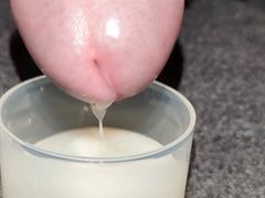 Extreme Closeup Huge Thick Load of Cum Edged Out Into Cup and Swallowed