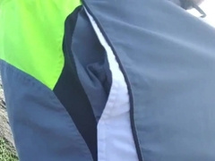 Hairy Bear Jerks Off on a Public Beach - Big Cum Shot