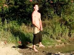 Boy gay naked young brown hair Pissing In The Wild With Duke