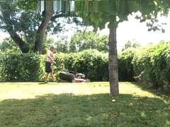 a man mowing the lawn then masturbating atm butt plug 720p