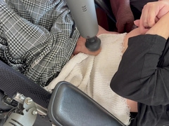 Caregiver Helps Quadriplegic Ejaculation In Wheelchair