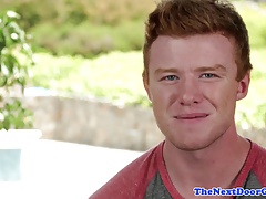 Ginger stud flexing before jerking his dick