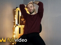 Hairy guy stripteases and cums at a vintage studio - Louis Ferdinando (Full Video)
