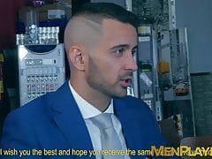 Office workers Bruno Max and Robbie Rojo anal fucking rough