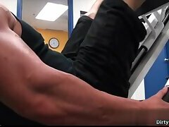 Muscle bodybuilder dildo with cumshot