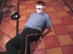 BG Cop bound gagged and blindfolded in the kitchen