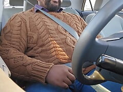 Sweater Daddy Nuts in His Car
