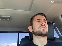 Cardriving otter solo jerking his hard dick for cumshot