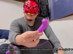 Chubby Asian guy enjoys riding sex machines for intense prostate orgasms