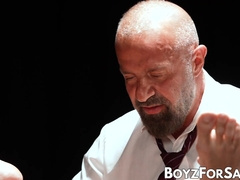 Felix Kamp causes  to James Blonds balls before dildo drilling