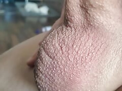 Masturbating nice shaved cock