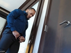 Adrian Duval's ass stretched wide by a massive black cock in the steamy shower