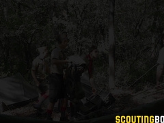 Hot foursome with Bailey,Marcus,Troye and Smith in the woods