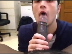White Mexican Young Boy Sucking Black Cock Eating Cums 2
