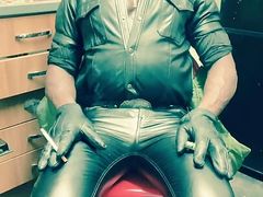 Smoking Black Leather Man