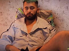 Cameraman Helps Camilo Brown Masturbate His Big Uncut Cock Till He Shoots a Nice Load And Swallows His Own Cum