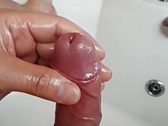 Strapped cock wank