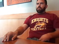 Bearded Bro Public Jerk Off in A Coffee Shop