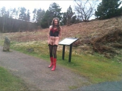 Tranny undressing in public