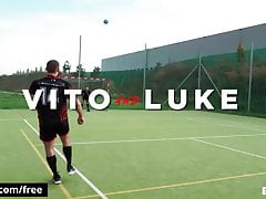 Vito Shoves His Hard Cock Bareback Luke Tight Ass - BROMO
