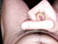 Closeup POV - morning masturbation with cumshot