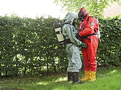 Chemical Hazmat Rubber Suit Action
