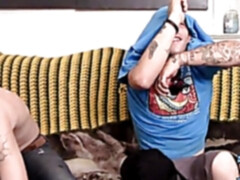 Tattooed straight amateurs stroking cocks until they jizz